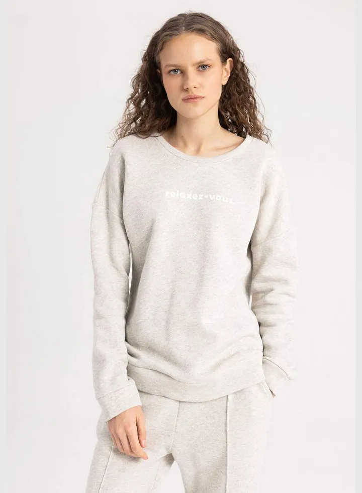 Woman Homewear Knitted Tops Slim Fit Long Sleeve