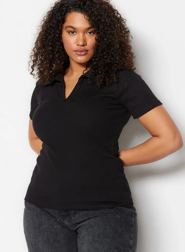 Polo Neck Knitted Top