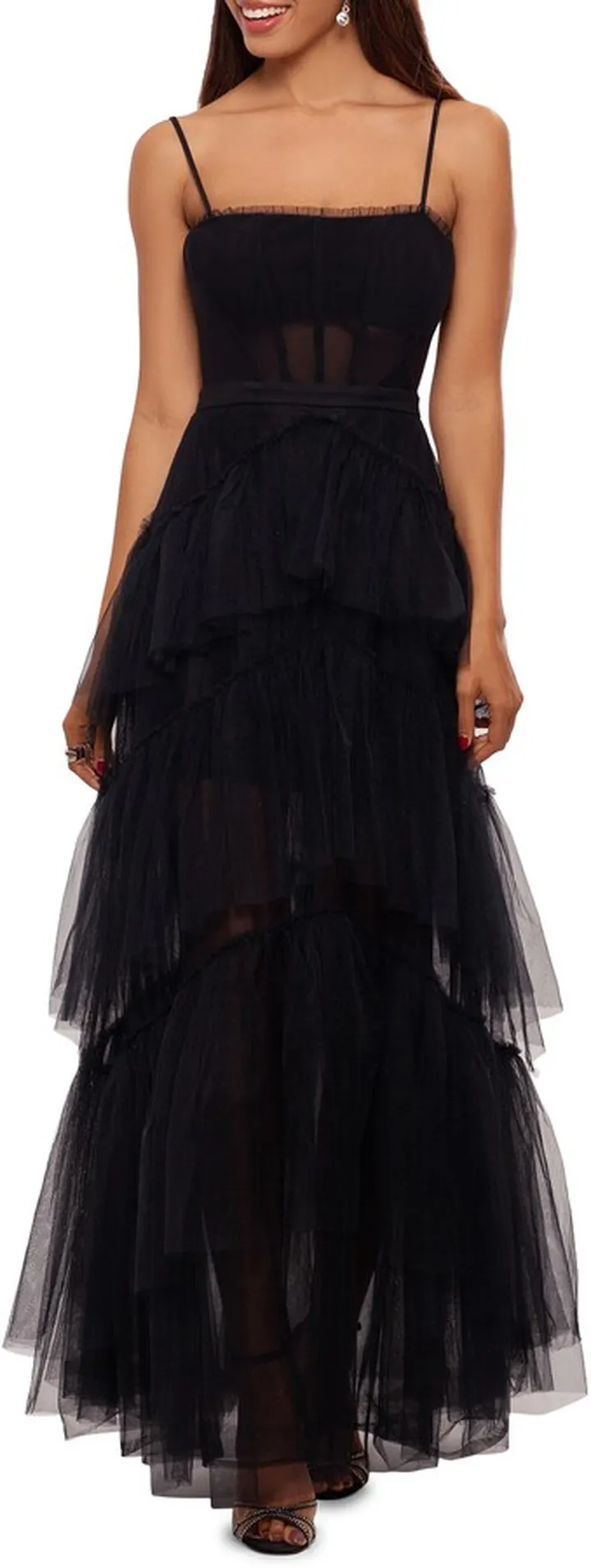 Tiered Tulle Ruffle Gown