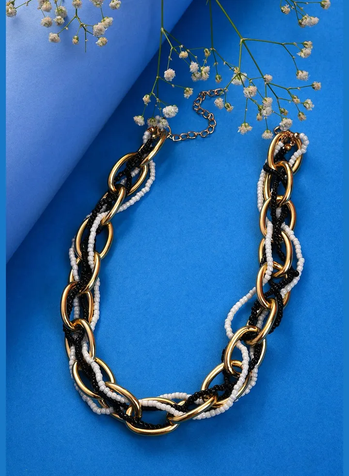 Gold Plated Necklace with Chain Detail