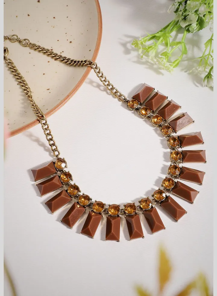 Gold Plated Designer Stone Party Necklace For Women