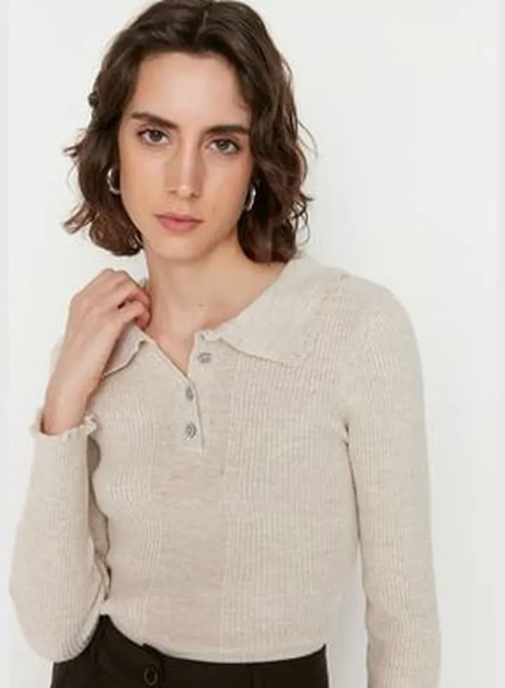 Stone Polo Collar Knitwear Sweater