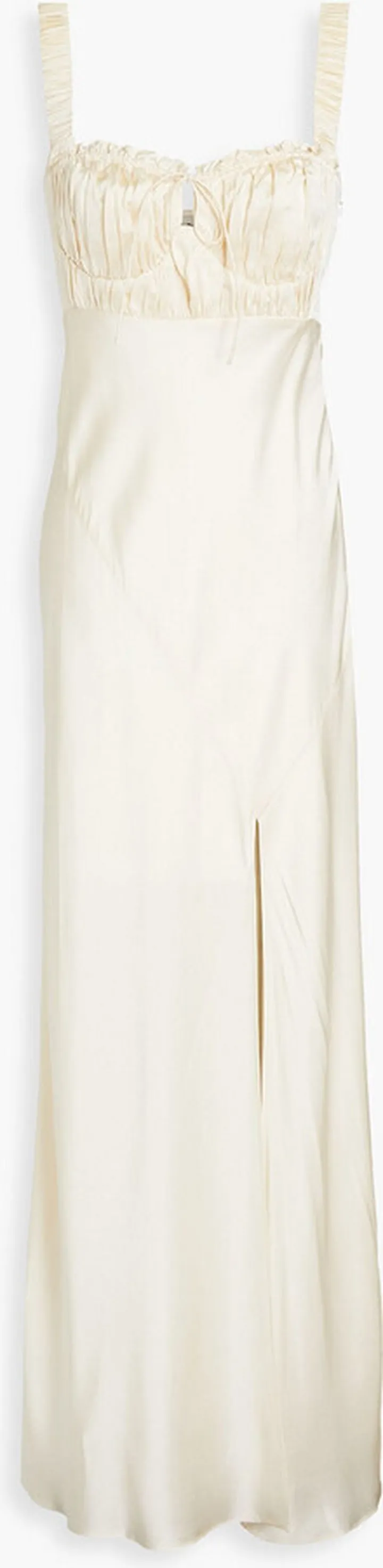 Nina gathered silk-satin maxi dress