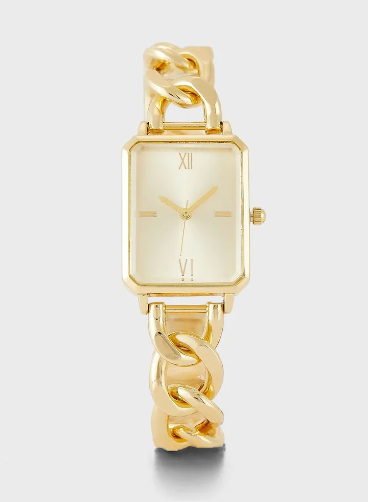 Chain Bracelet Watch With Roman Numerals