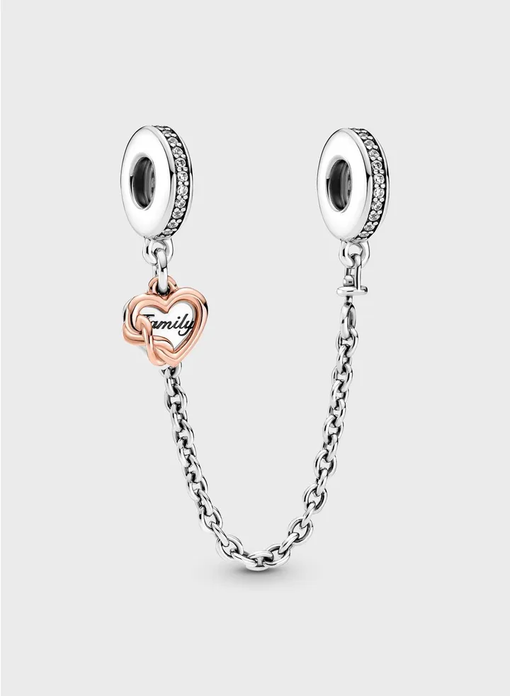 Family Heart Safety Chain Charm