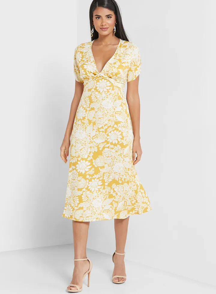 Printed Plunge Dress