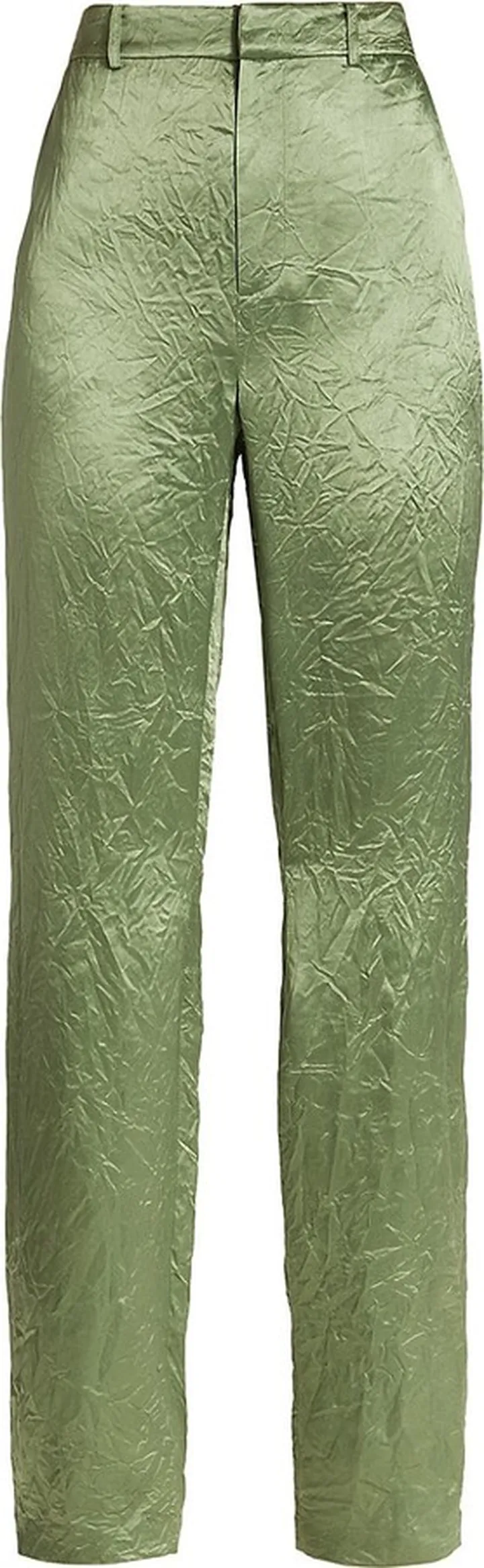Kasid Crinkled Satin Straight-Leg Pants