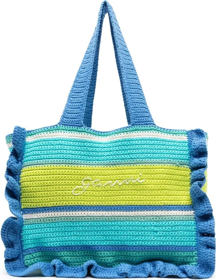 Striped Crochet Tote Bag