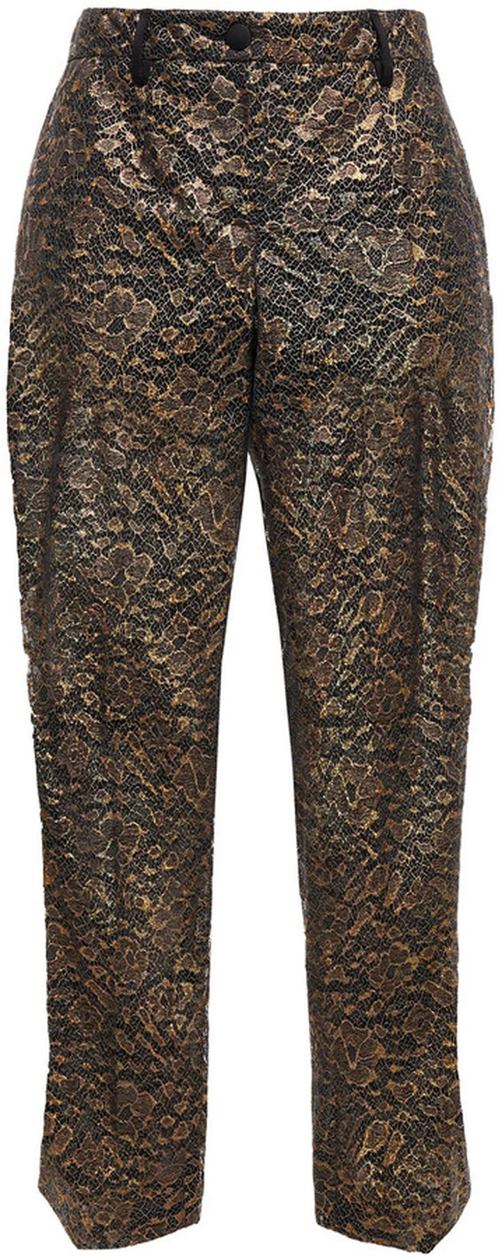 Cropped metallic lace slim-leg pants
