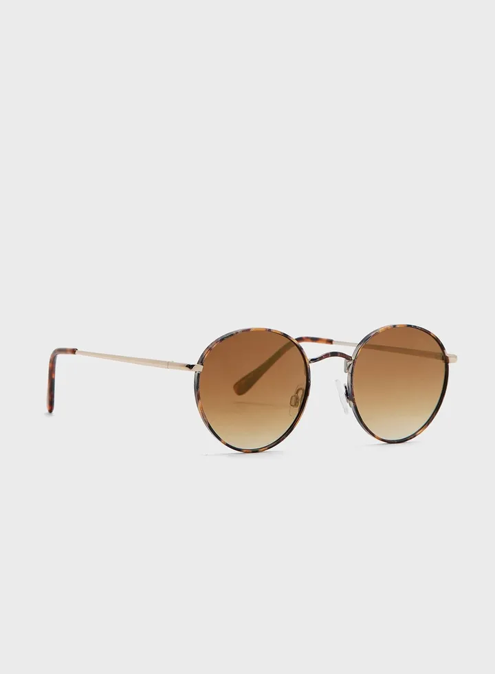 Tortoise Shell Round Lens Sunglasses