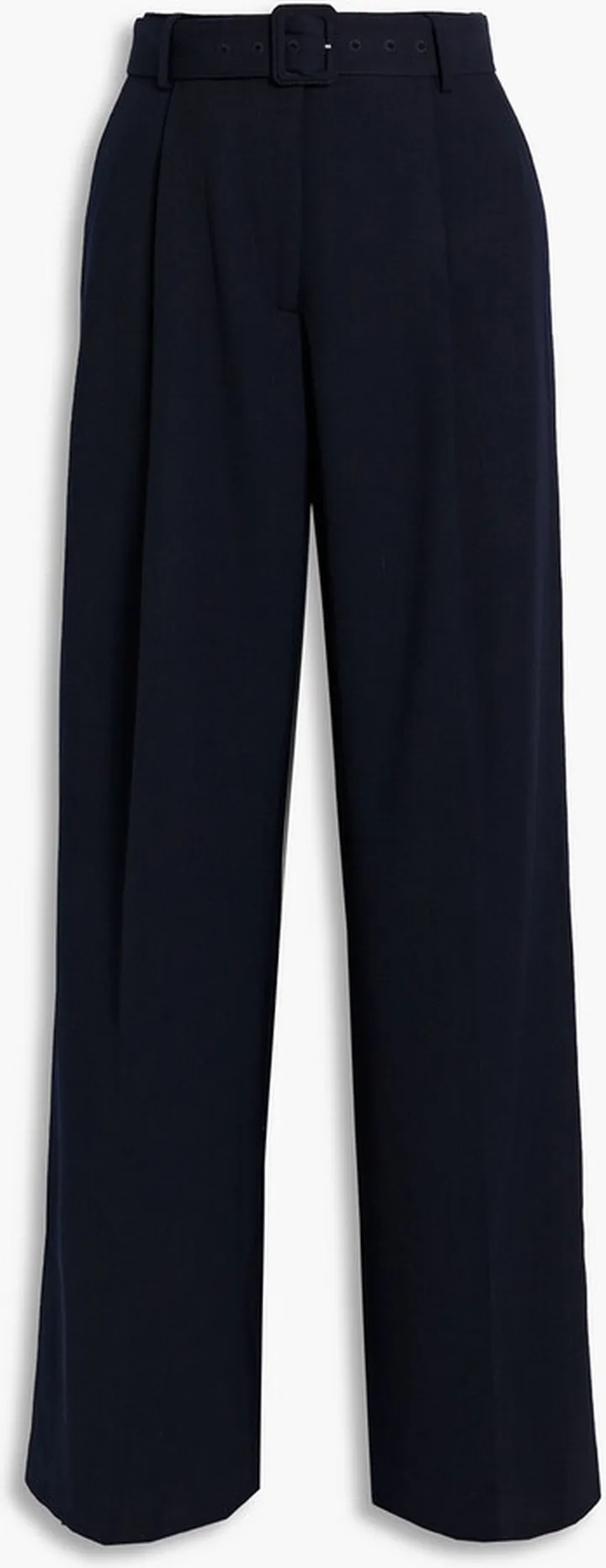 Pleated twill wide-leg pants
