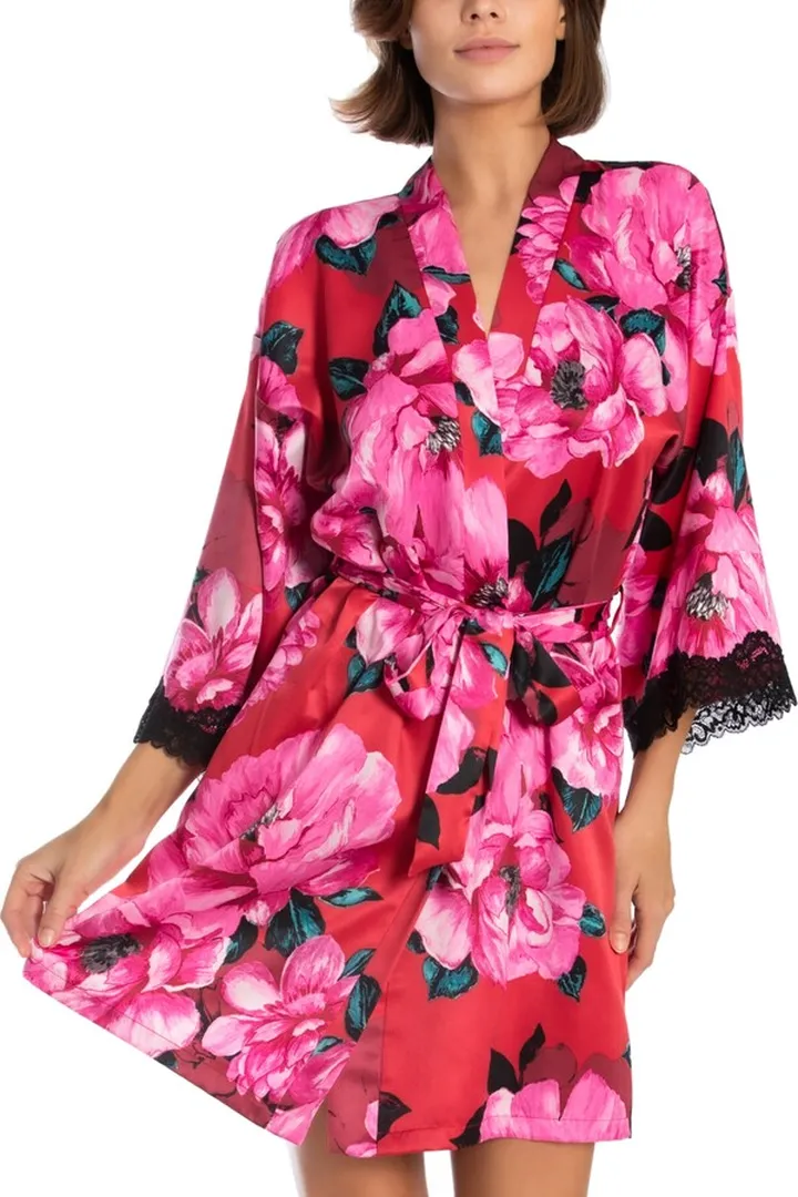 Linea Donatella Women's Sonia Floral Satin Wrap Robe