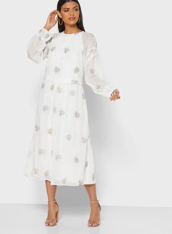 Embroidered Belt Detail Dress