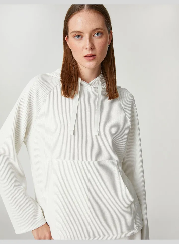 Ribbed Kangaroo Pocket Hoodie