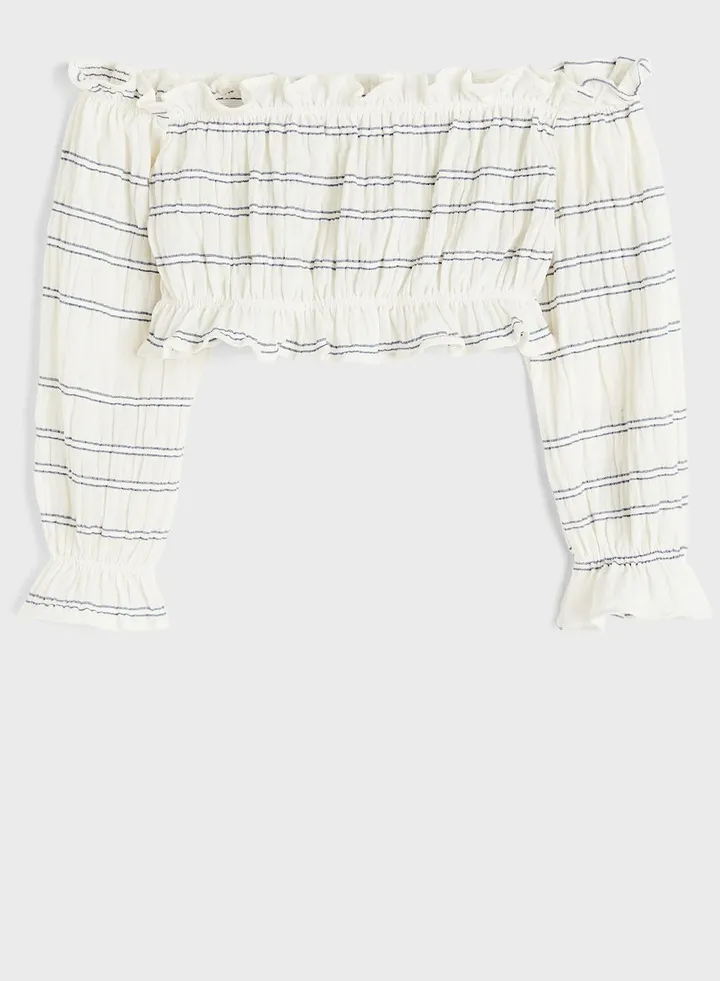 Youth Stripe Off-Shoulder Top