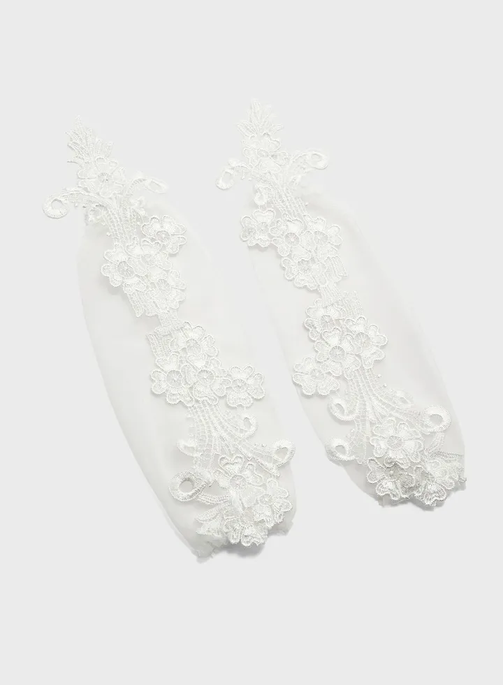 Floral Detail Long Dressy Gloves