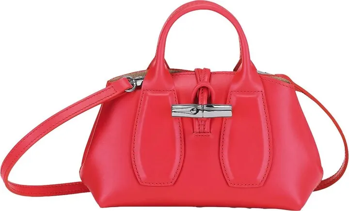 Leather Roseau Leather Tote Crossbody Bag in Red