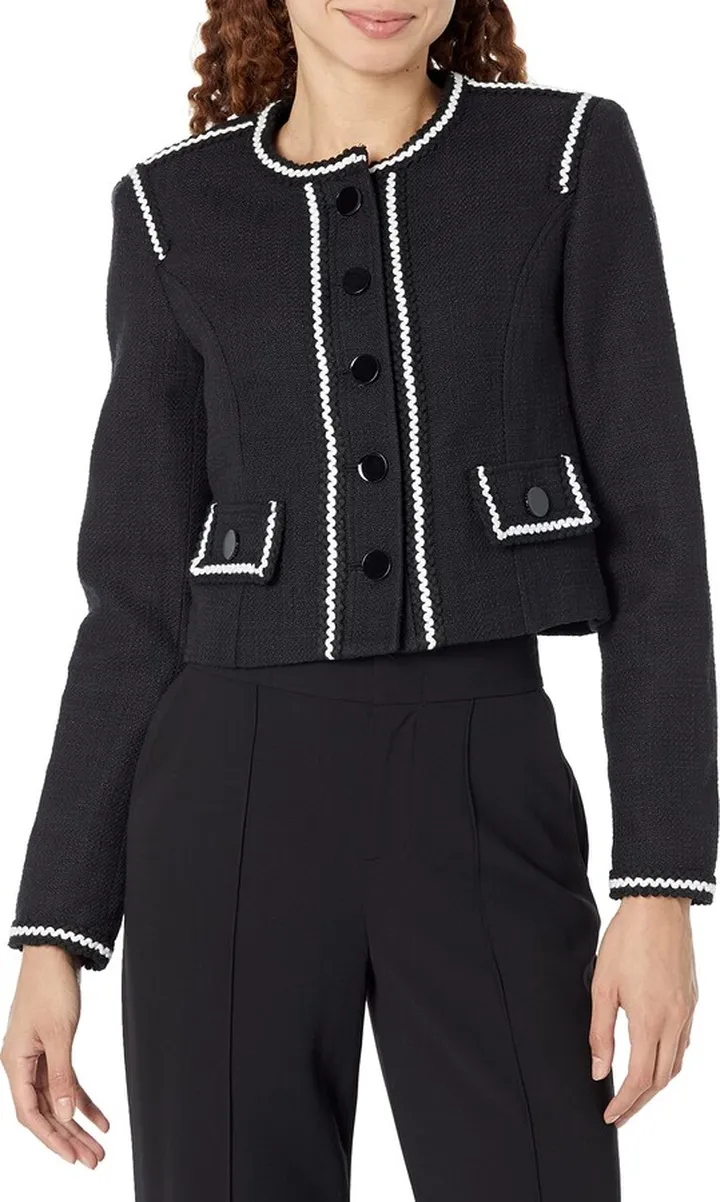 Karl Lagerfeld Paris Women's Tweed Long Sleeve Everyday Fashion Sport Jacket