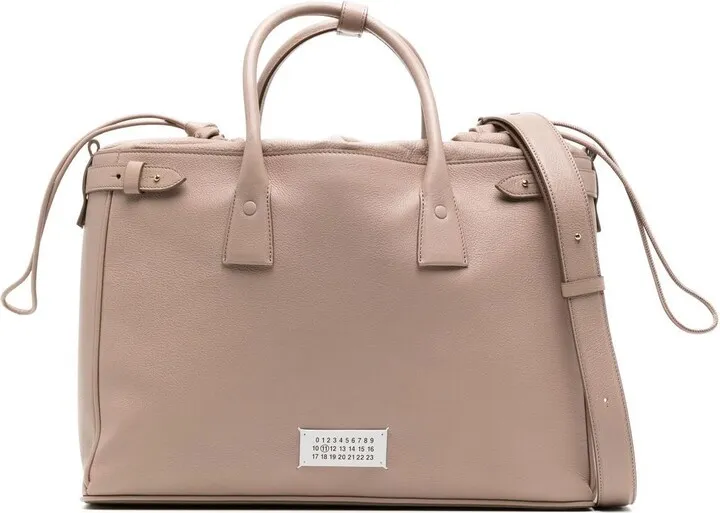 Numbers-Patch Leather Tote Bag