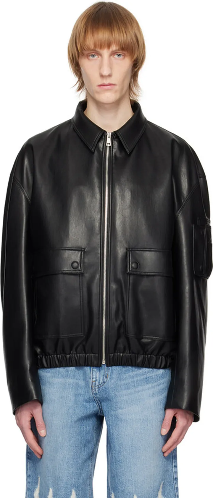 System SSENSE Exclusive Black Faux-Leather Jacket