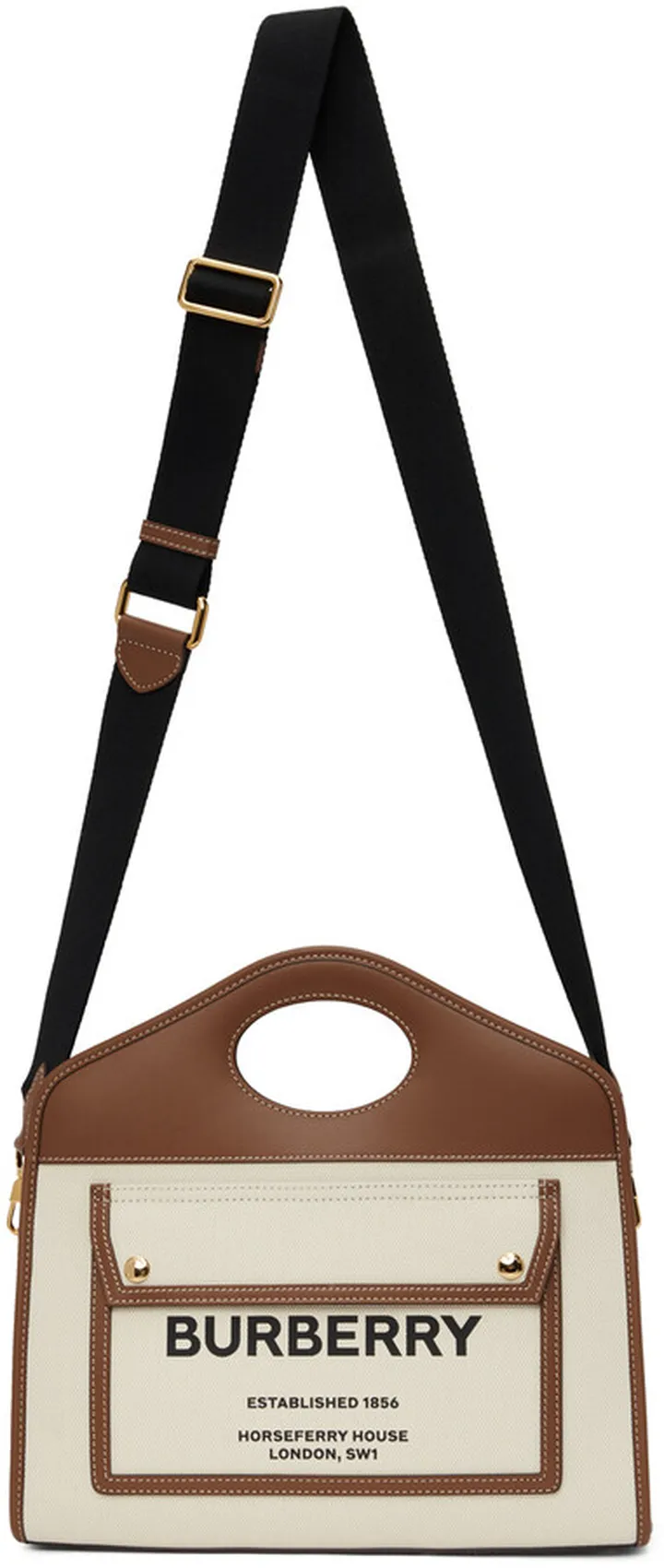 Burberry Off-White Canvas Small Pocket Tote