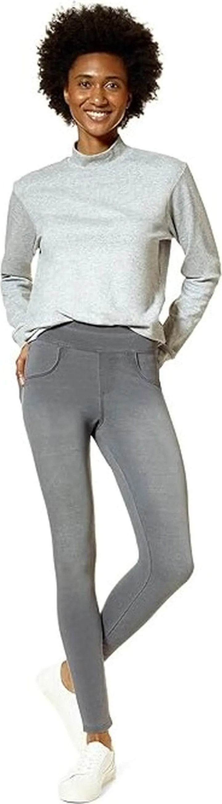 HUE Game Changing Denim High-Rise Leggings (Grey Wash) Women's Jeans