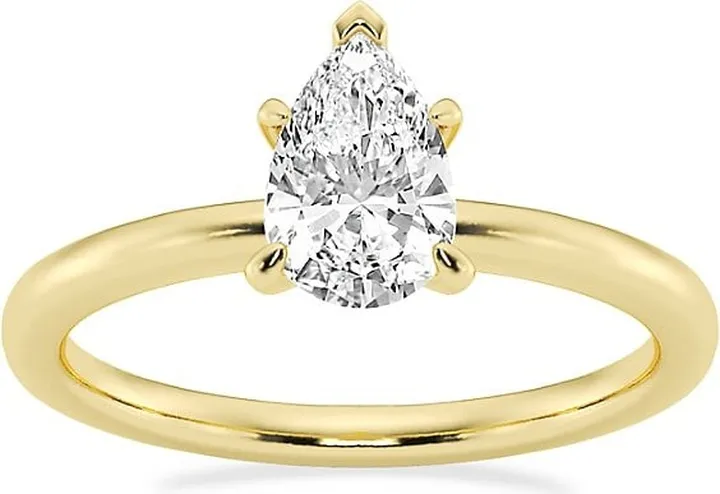 Build Your Own Collection 14K Yellow Gold & Lab Grown Pear Shape Diamond Solitaire Engagement Ring