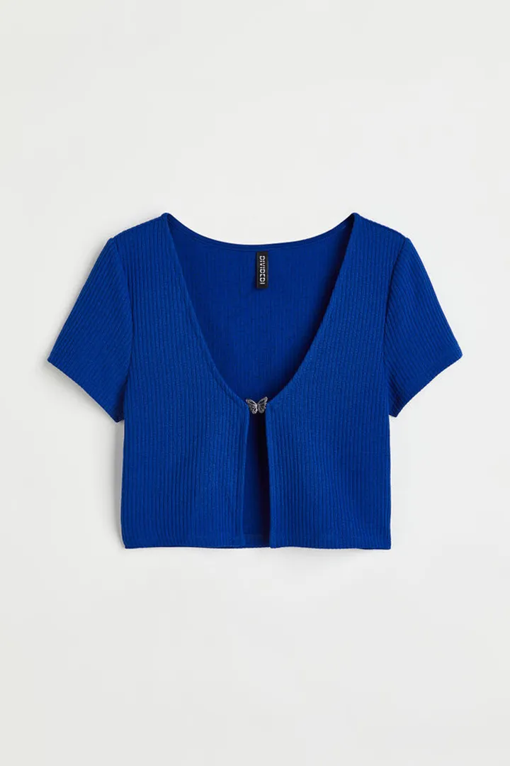 Ribbed Top with Butterfly Detail