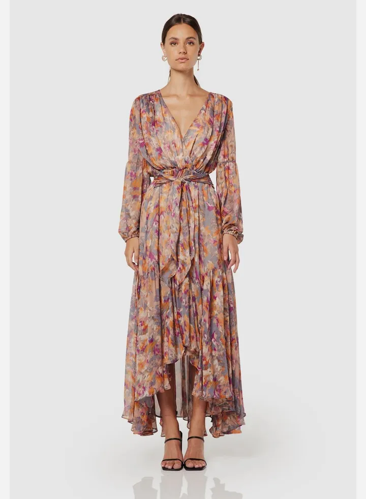 V-Neck Floral Printed Dress