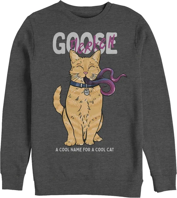 Men's Marvel Captain Marvel Goose Flerken Cartoon Sweatshirt - Charcoal Heather - 3X Large