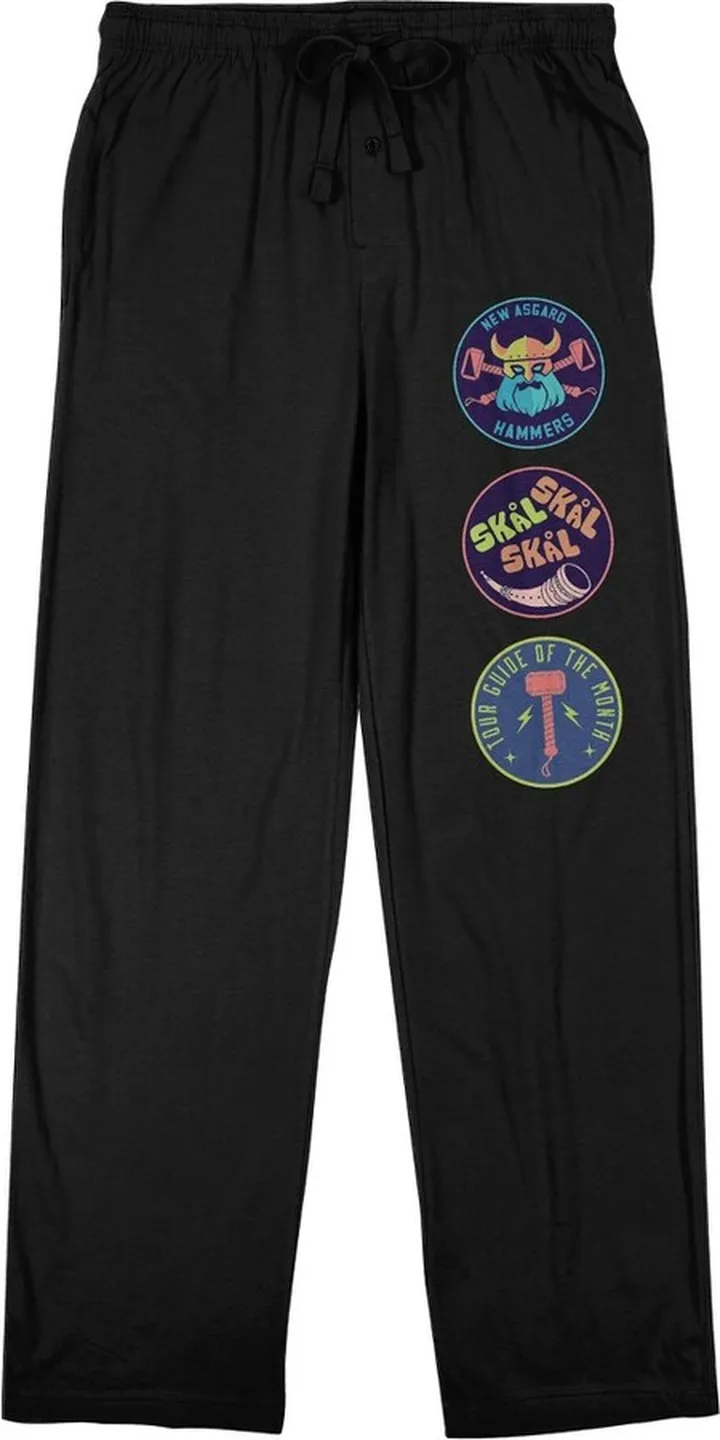 Thor: Love & Thunder Movie Patches Men's Black Sleep Pajama Pants-3XL