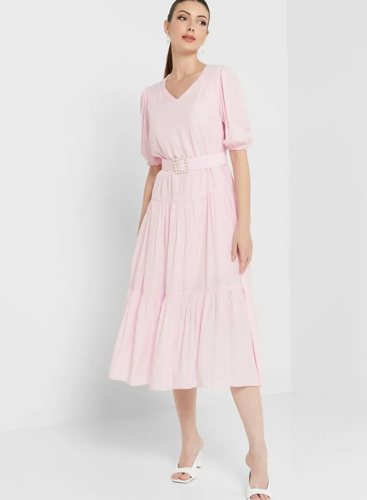 V-Neck Layered Dress