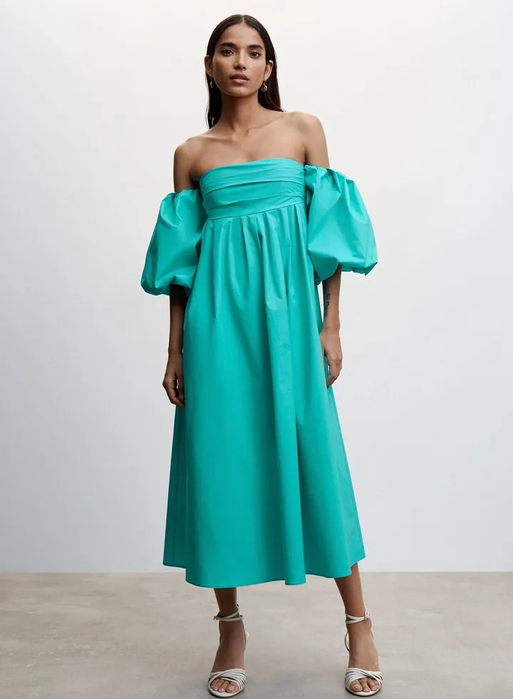 Bardot Balloon Sleeve Dress