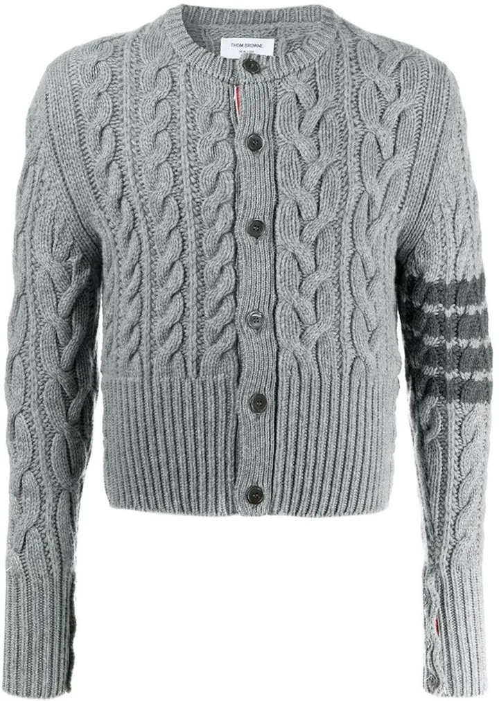 4-Bar Aran cable-knit cashmere cardigan