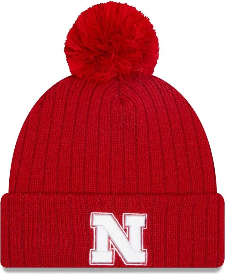 Men's New Era Scarlet Nebraska Huskers Breeze Cuffed Knit Hat With Pom