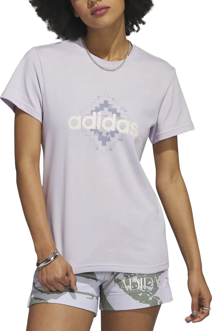 adidas Women's Cotton Crewneck Short-Sleeve Logo Tee