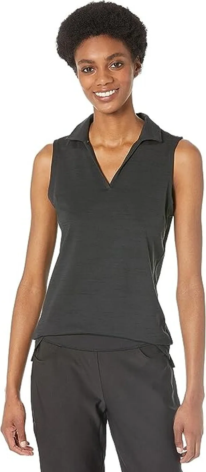 PUMA Golf Cloudspun Coast Sleeveless Polo (Puma Black Heather) Women's Clothing