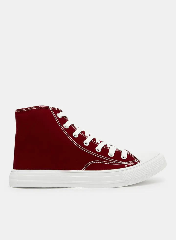 High Top Canvas Sneakers Red