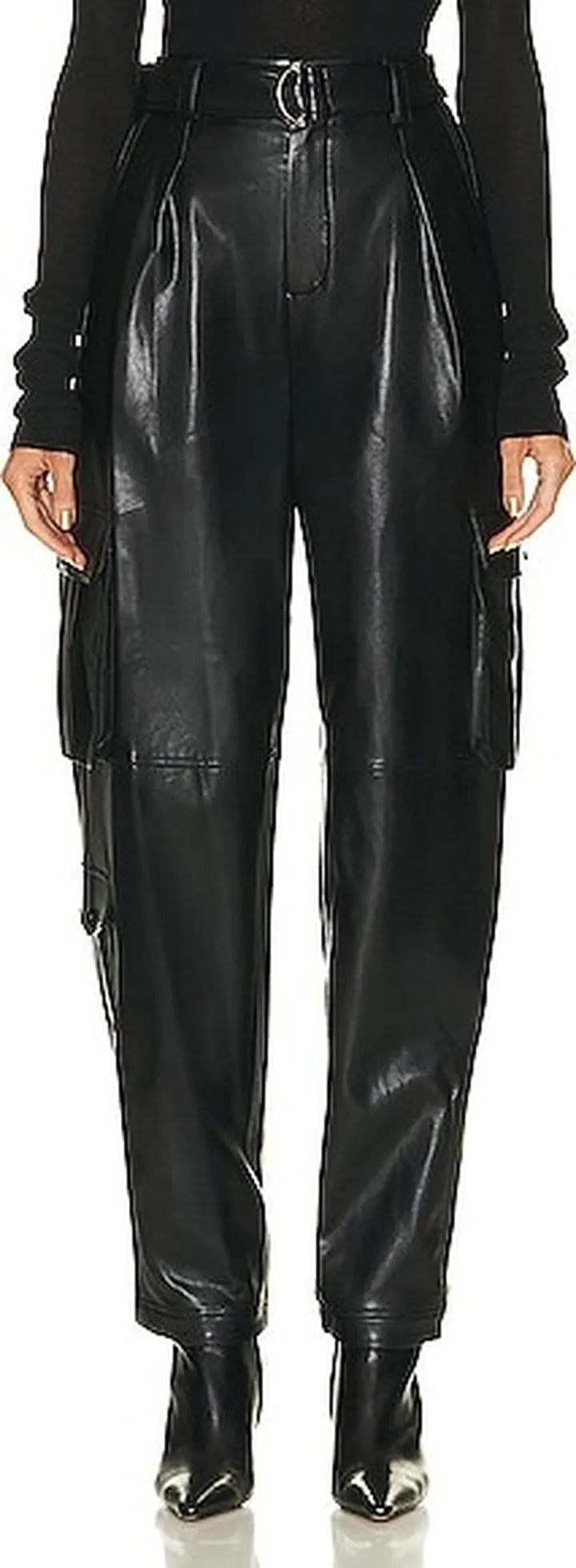 NICHOLAS Pippin Vegan Leather Cargo Pant in Black