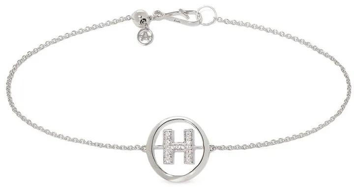 18kt white gold diamond Initial H bracelet
