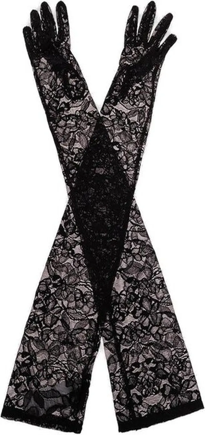 Versace Floral-Lace Pull-On Opera Gloves