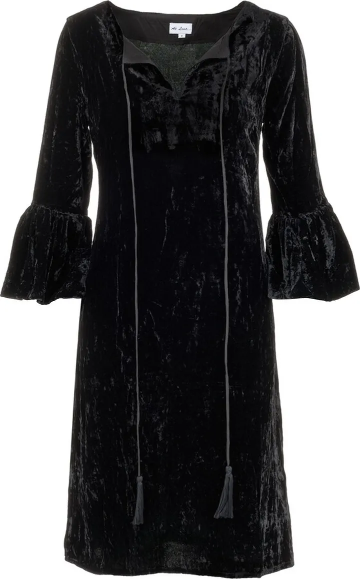 At Last... - Silk Velvet Belle Tassel Dress In Black