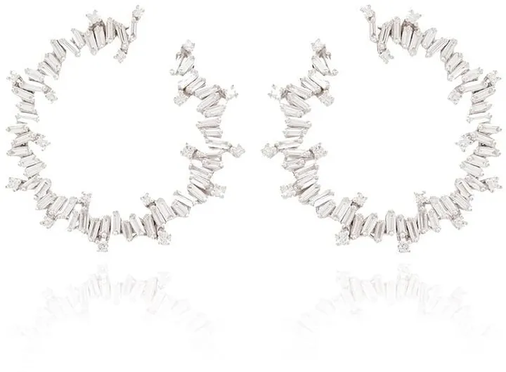 18kt White Gold Diamond Hoop Earrings