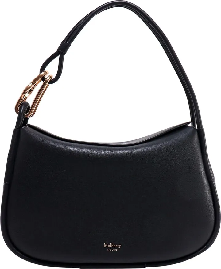 Leather shoulder bag with logo print