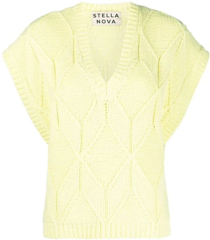 V-neck cable knit jumper