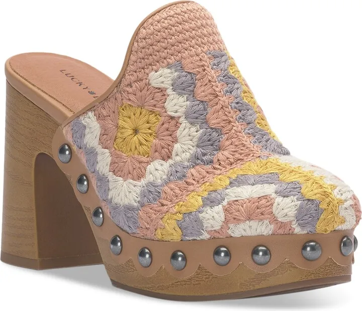 Lucky Brand Women's Immia Crochet High Heel Clogs Women's Shoes