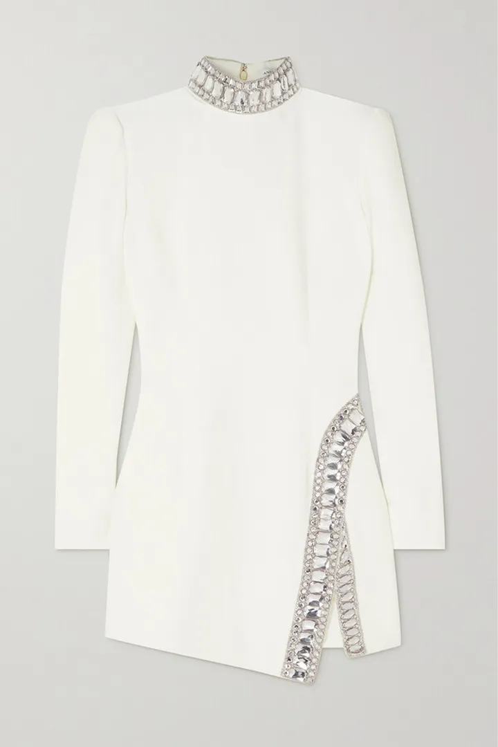 Andrew Gn - Crystal-embellished Cady Mini Dress - Off-white