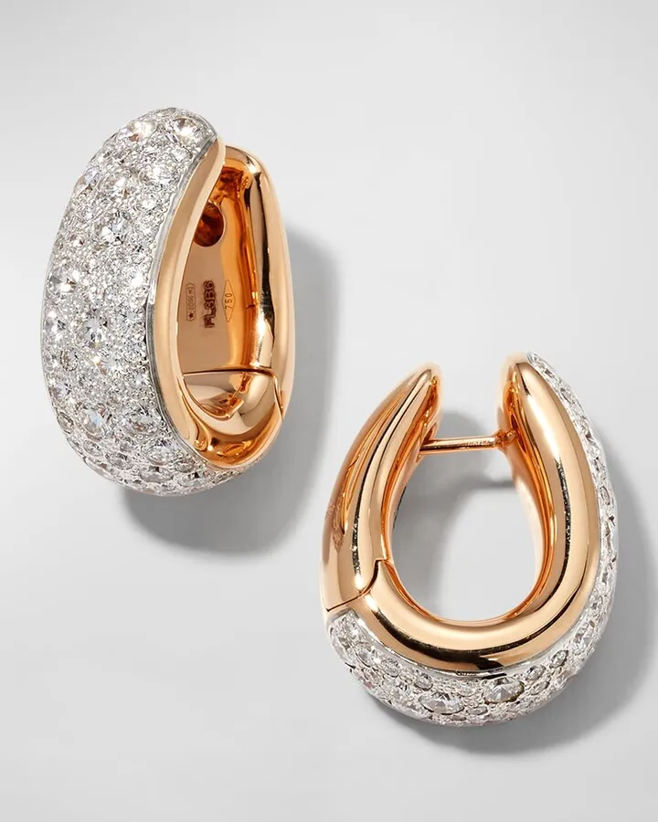Iconica 18k Rose Gold Diamond Huggie Earrings