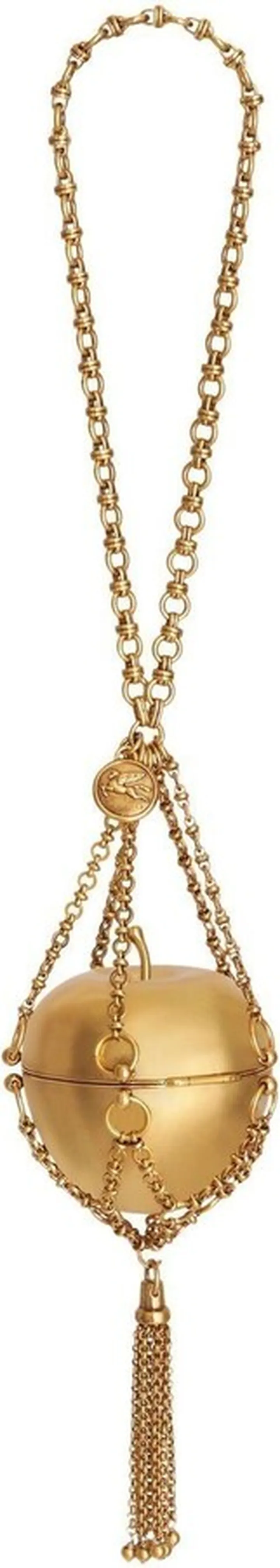 Gold-Tone Chain Apple Motif Mini Bag