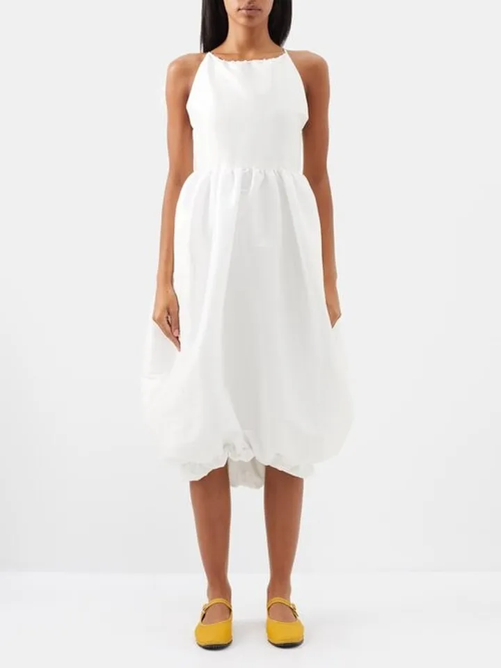 Portia Detachable-bow Taffeta Dress